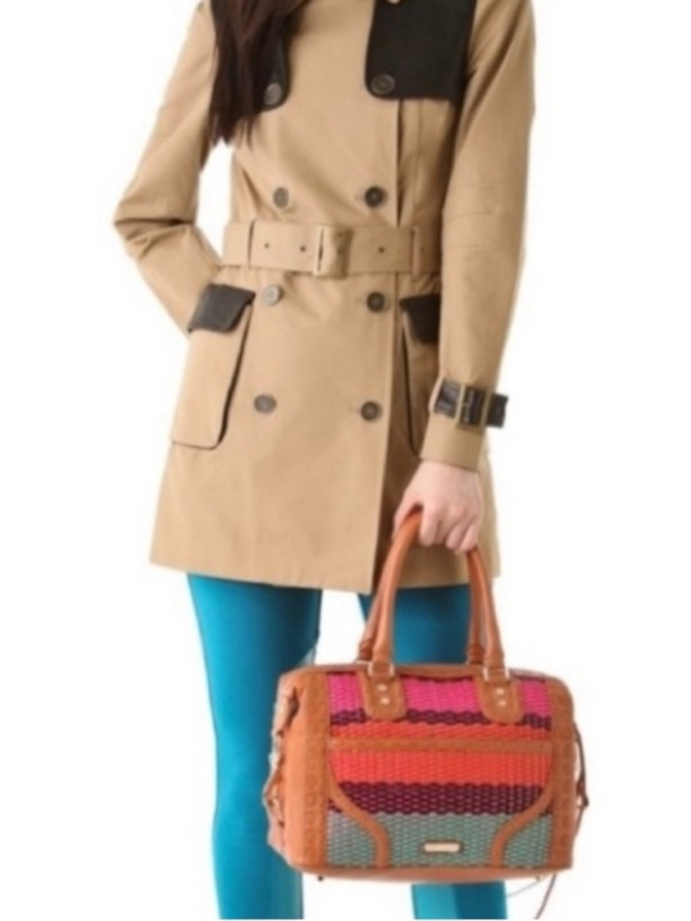 Rebecca Minkoff Colorful Weave MAB Mini Bombe Satchel Bag Purse